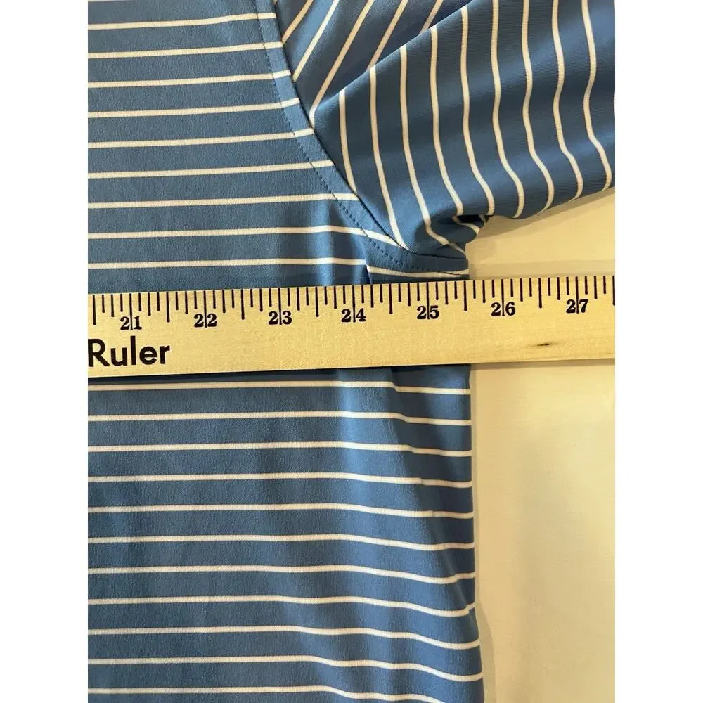 PETER MILLAR XL Summer Comfort Polo Mens Blue- White Stripe Golf Vacation Preppy - Picture 8 of 13